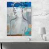 Retrato gris sobre abstracto azul Arte y decoración Cuadros Salón Comedor 